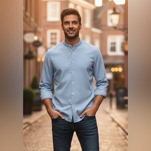 THE KOOPLES fitted light denim shirt size small